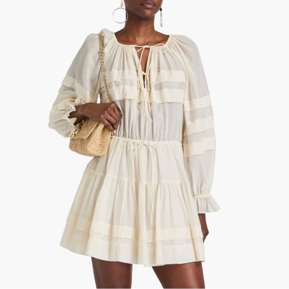 Ulla Johnson NWOT Polly Ruffled Longsleeve Ivory Mini Dress Size 6 - Picture 3 of 9
